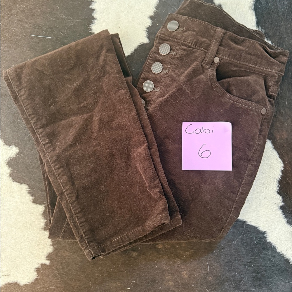 CAbi Brown Corduroy Button-Front Jeans